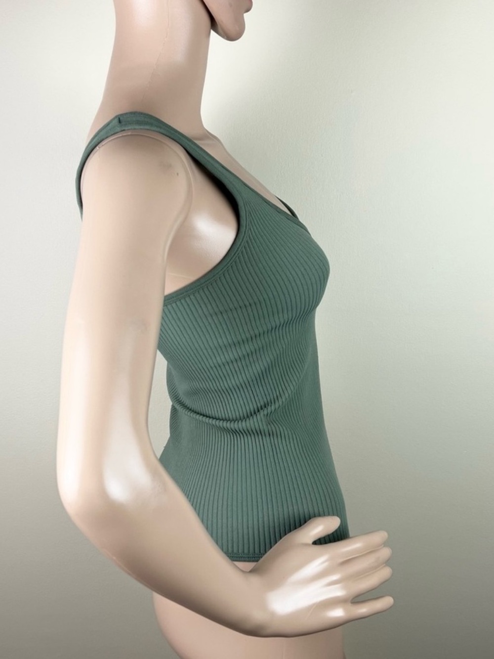NEW FREE PEOPLE GREEN RIBBED SLEEVELESS BODYSUIT - Picture 4 of 5